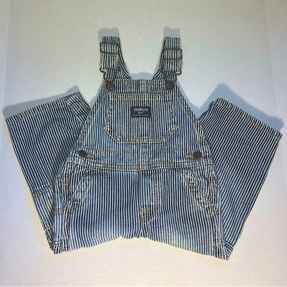 OshKosh B'gosh Other - OshKosh BGosh Toddler Snap Overalls 18 Months Denim Blue Striped gender neutral